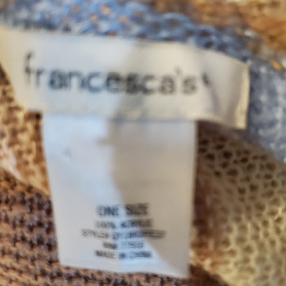 Francesca's Daisy Striped Ruana Southwest Kimono Light Knit Cardigan Cape OS - Picture 3 of 6